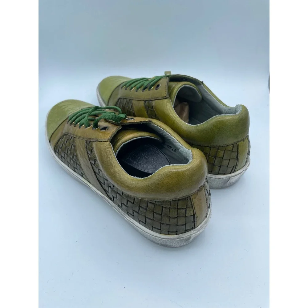 Belvedere Ecco Mens 11 Ant Emerald Green Ostrich Leg Woven Leather Sneakers Y11